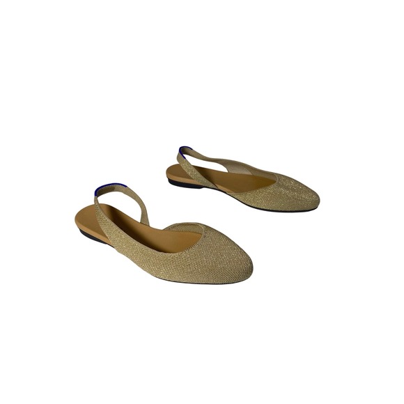 Rothys The Almond Slingback Gold Metallic Knit Flats Womens 6.5 Washable - Picture 5 of 11